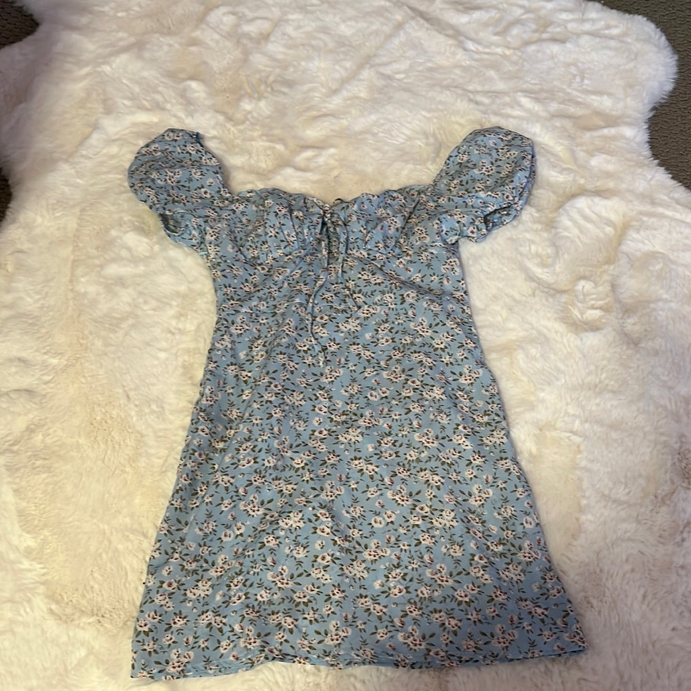 blue floral dress